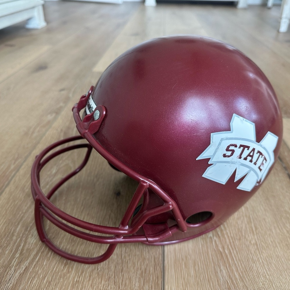Maroon Football Helmet with State Logo